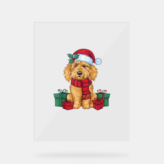 Goldendoodle Hund Weihnachtsfeier Santa Dog X Acrylschild (Vorderseite)