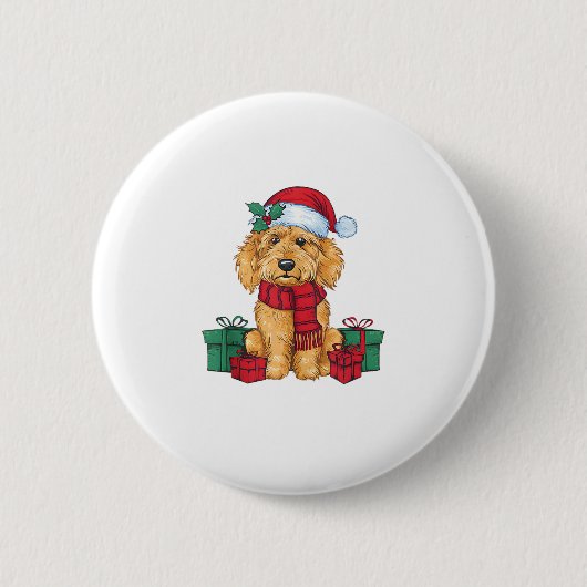 Goldendoodle Hund Weihnachtsfeier Santa Dog X Button (Vorderseite)