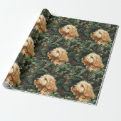Goldendoodle Hund Weihnachtskiefer Geschenkpapier (Ungerollt)