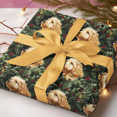 Goldendoodle Hund Weihnachtskiefer Geschenkpapier