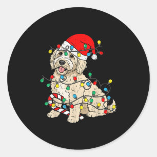 Goldendoodle Hund WeihnachtsLICHT Weihnachtsleute  Runder Aufkleber