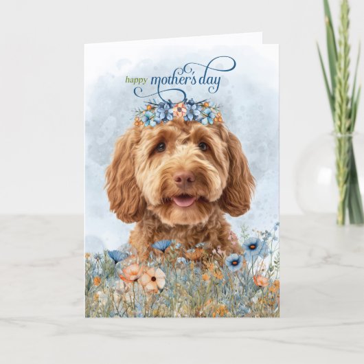 Goldendoodle Hund Wildblumen Muttertag Feiertagskarte (Vorderseite)