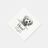 Goldendoodle Hund Zeichne Personalisierte Beizen Serviette (Ecke)