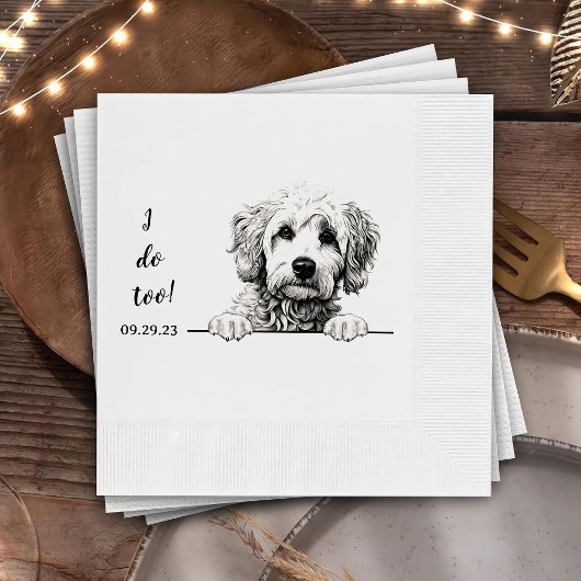 Goldendoodle Hund Zeichnend Personalisiert Ich tue Serviette