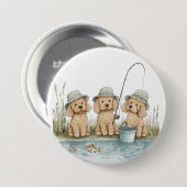 Goldendoodle Hunde Fischen Button (Vorne & Hinten)