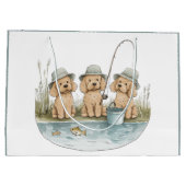 Goldendoodle Hunde Fischen Große Geschenktüte (Rückseite)