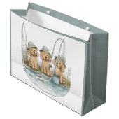 Goldendoodle Hunde Fischen Große Geschenktüte (Vorderseite Schrägansicht)