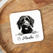 Goldendoodle Hunde Hand Zeichnend Personalisiert Rechteckiger Pappuntersetzer