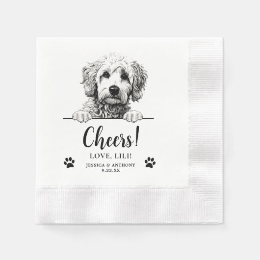 Goldendoodle Hunde Hand Zeichnend Personalisierte Serviette (Vorderseite)