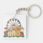 Goldendoodle Hunde im Karneval Schlüsselanhänger (Rückseite)