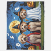 Goldendoodle Hunde Pumpkin Halloween Funny Fleecedecke (Vorderseite)