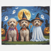 Goldendoodle Hunde Pumpkin Halloween Funny Fleecedecke (Vorderseite (Horizontal))