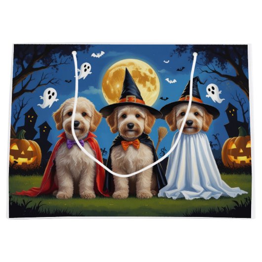 Goldendoodle Hunde Pumpkin Halloween Funny Große Geschenktüte (Vorderseite)