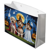 Goldendoodle Hunde Pumpkin Halloween Funny Große Geschenktüte (Rückseite Schrägansicht)