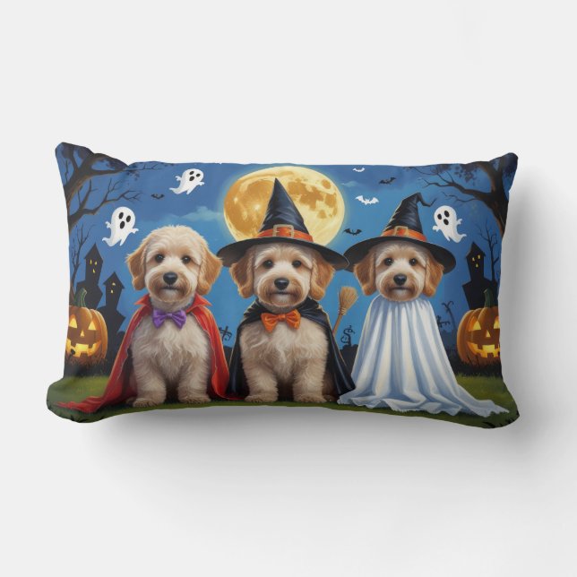 Goldendoodle Hunde Pumpkin Halloween Funny Lendenkissen (Vorderseite)