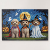 Goldendoodle Hunde Pumpkin Halloween Funny Puzzle (Horizontal)