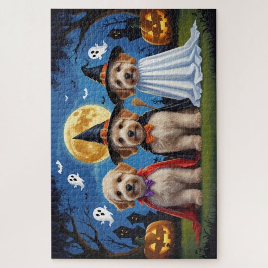 Goldendoodle Hunde Pumpkin Halloween Funny Puzzle (Vertikal)
