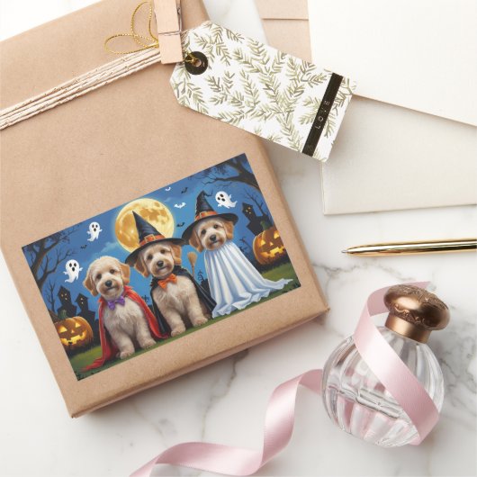 Goldendoodle Hunde Pumpkin Halloween Funny Rechteckiger Aufkleber (Schenken)