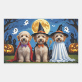 Goldendoodle Hunde Pumpkin Halloween Funny Rechteckiger Aufkleber (Vorderseite)