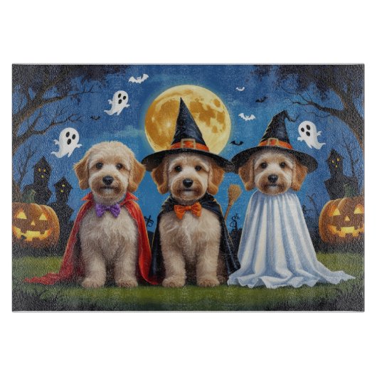 Goldendoodle Hunde Pumpkin Halloween Funny Schneidebrett (Vorderseite)
