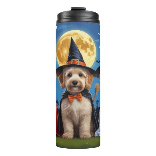 Goldendoodle Hunde Pumpkin Halloween Funny Thermosbecher (Vorderseite)