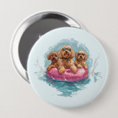 Goldendoodle Hunde Sommer Ananas Pool Float Button (Vorne & Hinten)