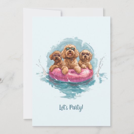 Goldendoodle Hunde Sommer Ananas Pool Float Einladung (Vorderseite)