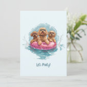 Goldendoodle Hunde Sommer Ananas Pool Float Einladung (Stehend Vorderseite)