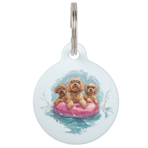 Goldendoodle Hunde Sommer Ananas Pool Float Haustiermarke