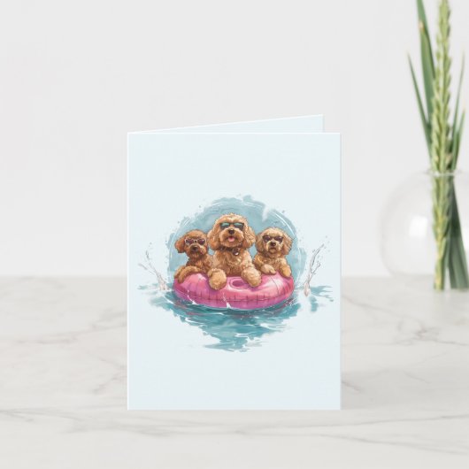 Goldendoodle Hunde Sommer Ananas Pool Float Karte (Vorderseite)