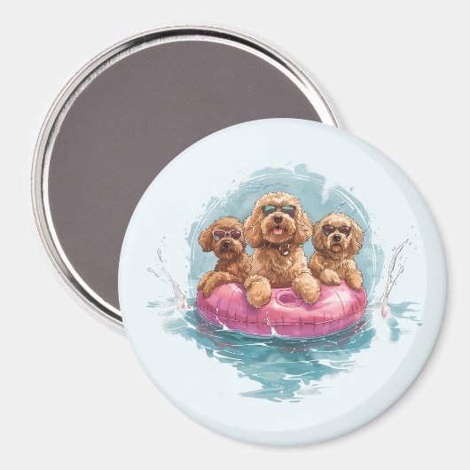 Goldendoodle Hunde Sommer Ananas Pool Float Magnet (Vorderseite/Rückseite)