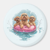 Goldendoodle Hunde Sommer Ananas Pool Float Magnet (Vorne)