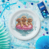 Goldendoodle Hunde Sommer Ananas Pool Float Pappteller (Party)