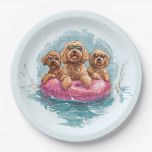 Goldendoodle Hunde Sommer Ananas Pool Float Pappteller