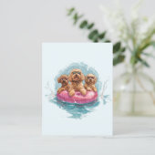 Goldendoodle Hunde Sommer Ananas Pool Float Postkarte (Stehend Vorderseite)