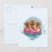 Goldendoodle Hunde Sommer Ananas Pool Float Postkarte (Vorne/Hinten)
