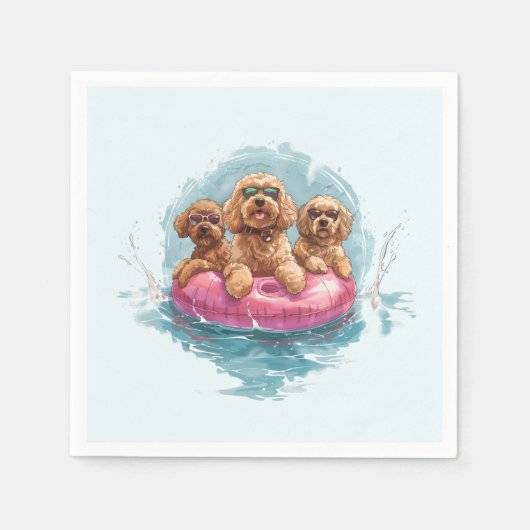 Goldendoodle Hunde Sommer Ananas Pool Float Serviette (Vorderseite)