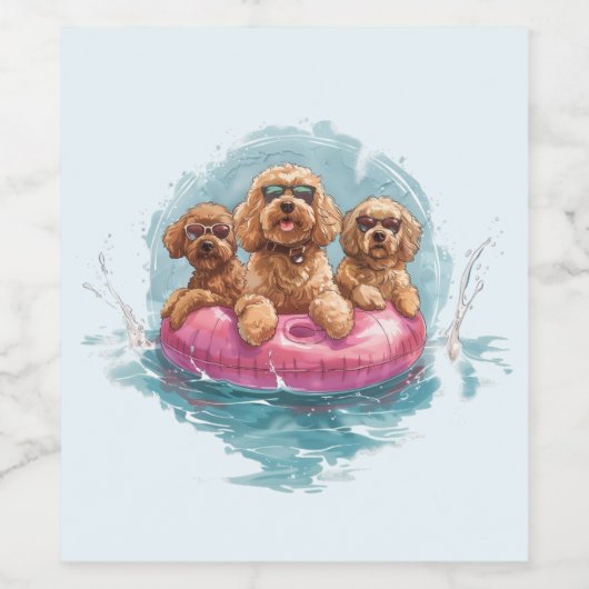 Goldendoodle Hunde Sommer Ananas Pool Float Weinetikett (Einzelnes Label)