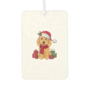 Goldendoodle-Hunde-Weihnachts-Outfits-Santa-Hut-Hu Autolufterfrischer