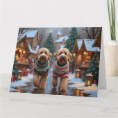 Goldendoodle Hunde Weihnachtsschnee Urlaub Karte (Vorderseite)