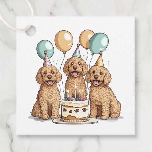 Goldendoodle Hunde zum Geburtstag Geschenkanhänger (Vorderseite)