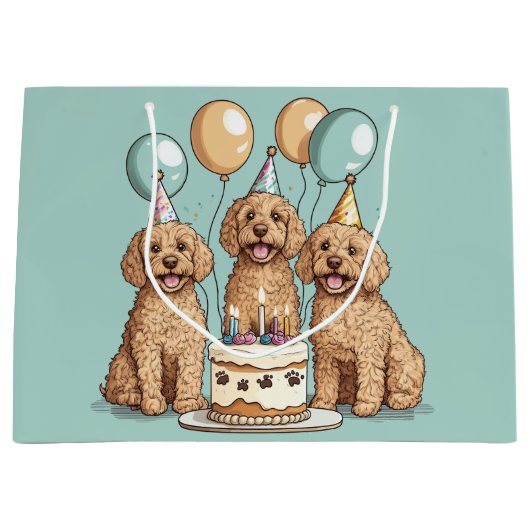 Goldendoodle Hunde zum Geburtstag Große Geschenktüte (Vorderseite)