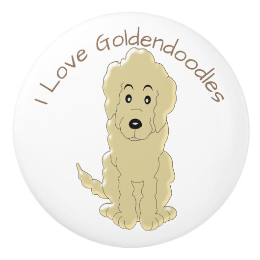 Goldendoodle Hundeentwurf Keramikknauf (Vorderseite)