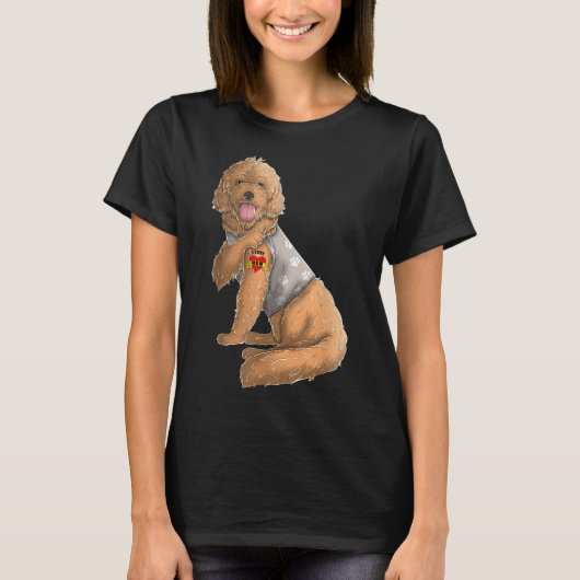 Goldendoodle I Liebe Mama Tattoo Dog Funny Mother T-Shirt (Vorderseite)