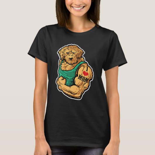 Goldendoodle I Liebe Mama Tattoo Dog Workout Fitne T-Shirt (Vorderseite)