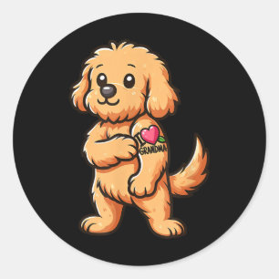 Goldendoodle I Liebe Oma Funny Dog Tattoo Runder Aufkleber