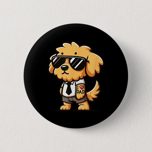 Goldendoodle I Liebe Vater Funny Dog Tattoo Button (Vorderseite)
