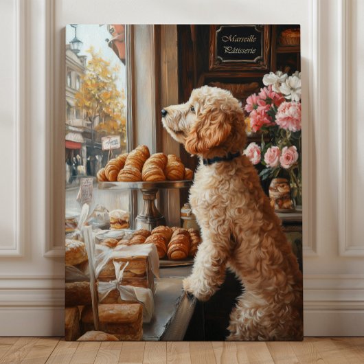 Goldendoodle im Französischen Bäckerei Kunst Leinwanddruck