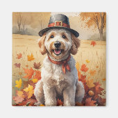 Goldendoodle im Herbst belebt Erntedank Kunst Magnet (Vorne)