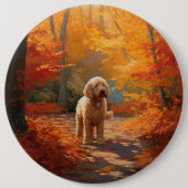 Goldendoodle im Herbst Leaves Fall Inspiriert Button (Vorderseite)